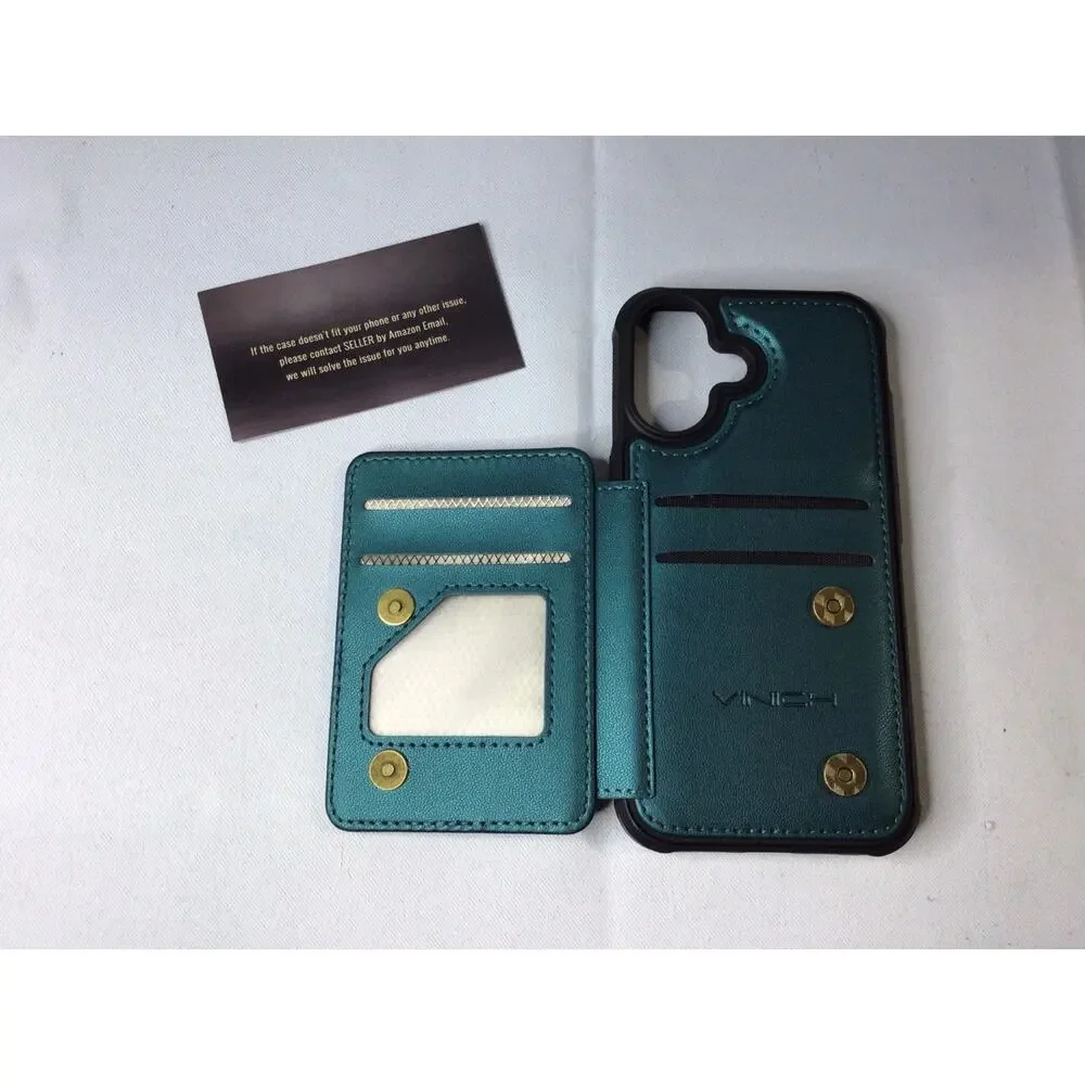 Vinich for iPhone 16 Wallet Case with Card Holder, RFID Blocking Credit Slots